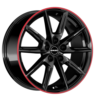 EAN 4051665051698, BORBET LX18 BLACK GLOSSY RIM RED, 8x18 ET:40 ML:72.5