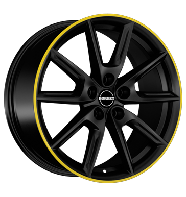 EAN 4051665051803, BORBET LX BLACK MATT RIM YELLOW, 8x18 ET:44 ML:57.1
